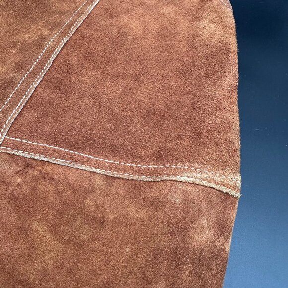 Vintage Western Brown Leather Suede Vest Small Zamher Mexico Festival Cowboy - Picture 7 of 10